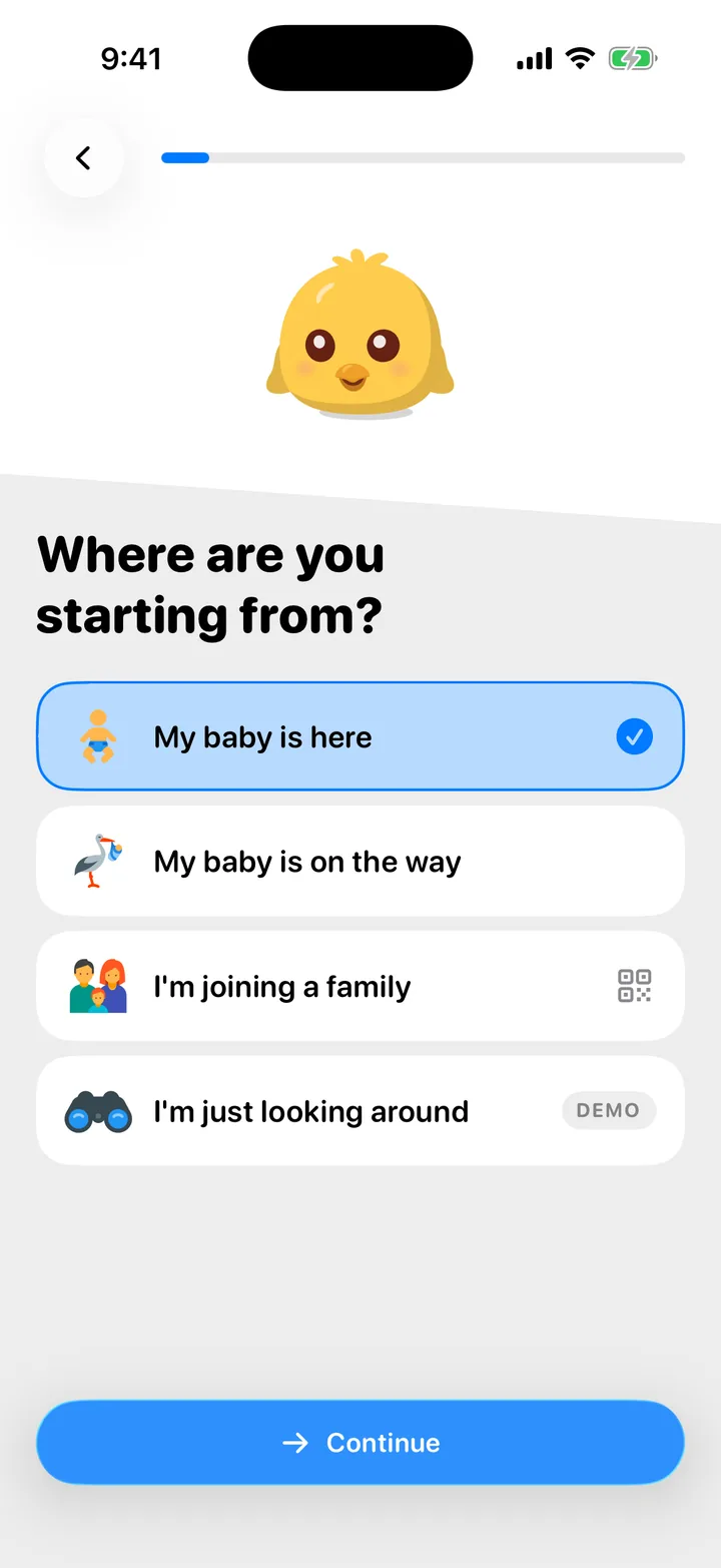The question Where are you starting from?, with four choices.